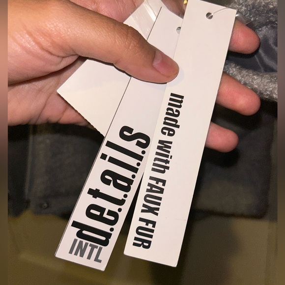 NWT INTL d.e.t.i.a.l.s GREY FAUX FUR JACKET WITH HOOD | Size: Small - Picture 4 of 5